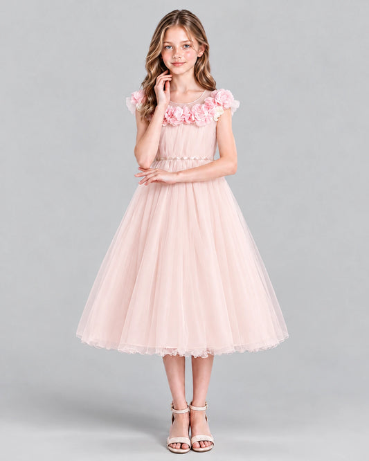 Blush Pink A-line Girls Formal Dress Front