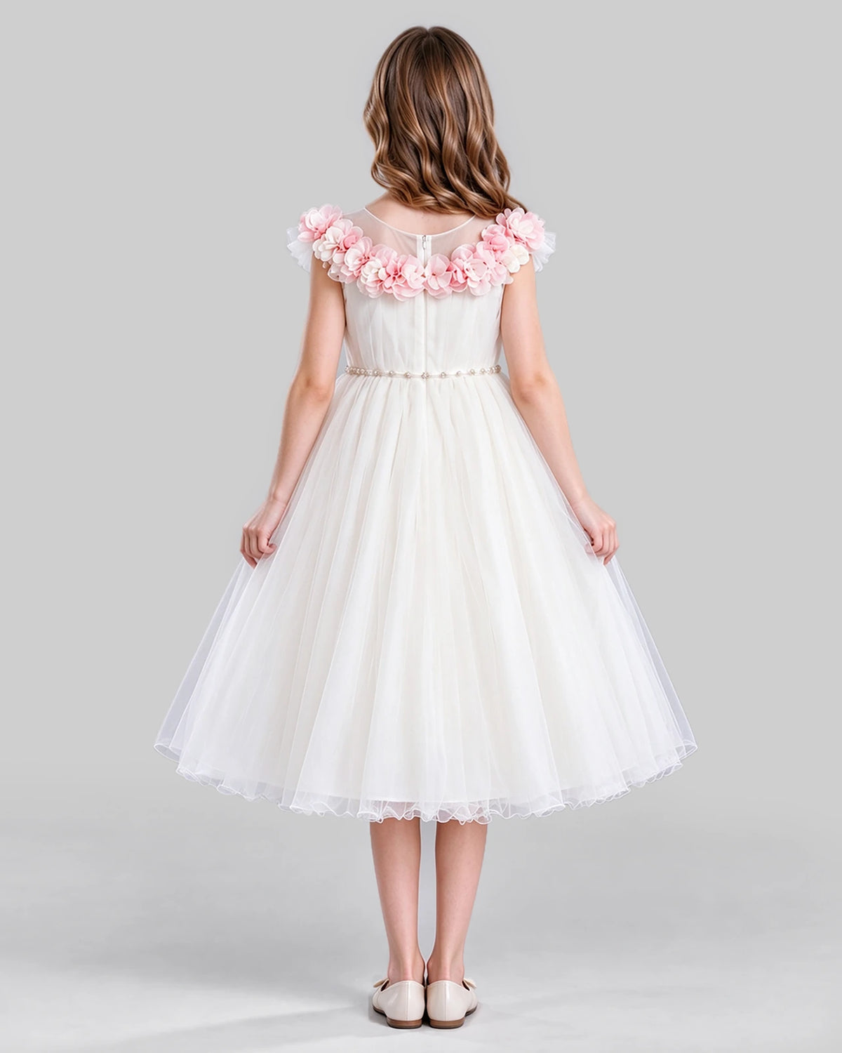 Ivory A-line Girls Formal Dress Back [Shared]