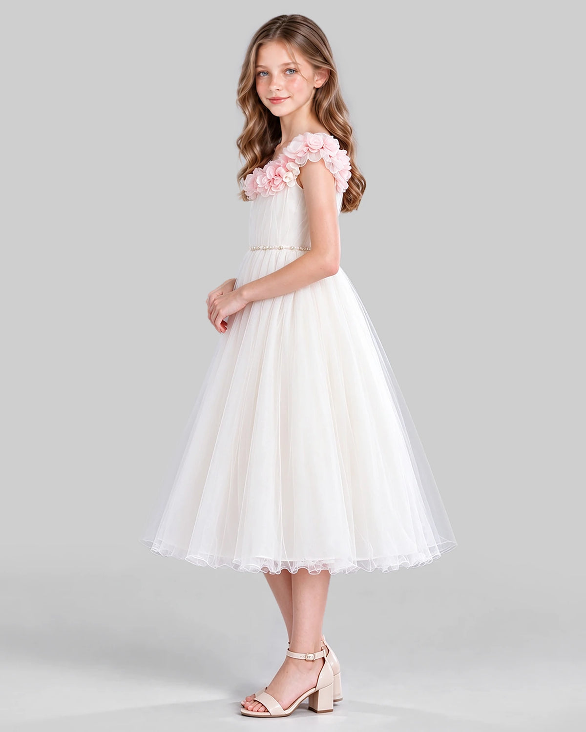 Ivory A-line Girls Formal Dress Side [Shared]