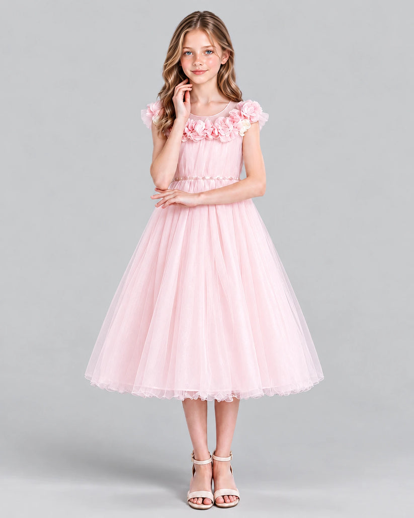 Pink A-line Girls Formal Dress Front