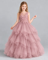 Dusty Rose Ball Gown Girls Pageant Dress Front