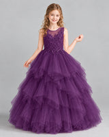 Grape Ball Gown Girls Pageant Dress Front