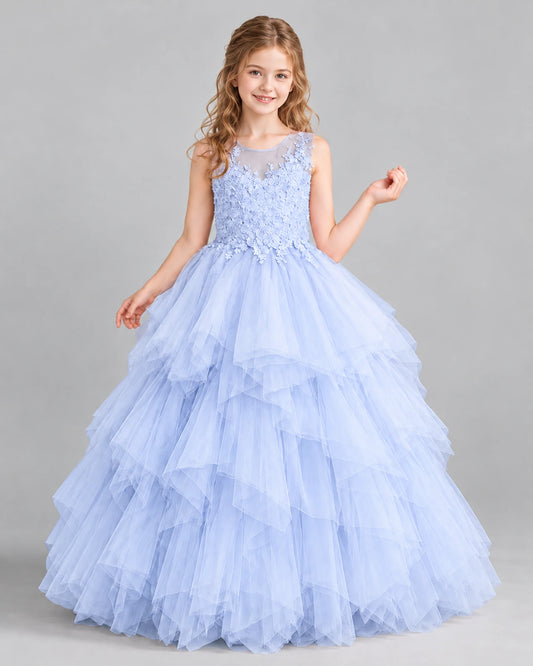 Lavender Ball Gown Girls Pageant Dress Front