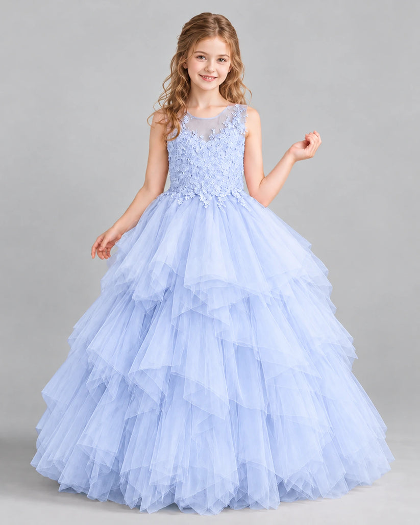 Lavender Ball Gown Girls Pageant Dress Front