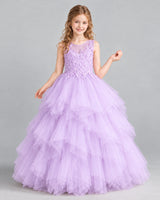 Lilac Ball Gown Girls Pageant Dress Front