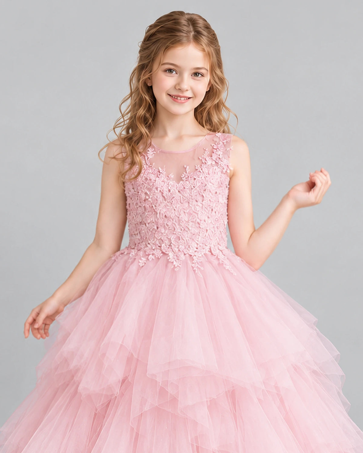 Pink Ball Gown Girls Pageant Dress Detail [Shared]