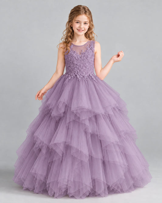 Wisteria Ball Gown Girls Pageant Dress Front
