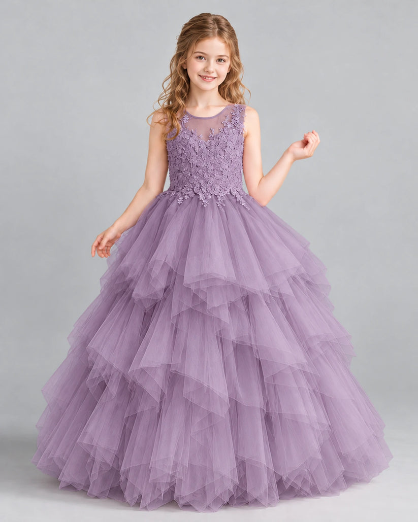 Wisteria Ball Gown Girls Pageant Dress Front