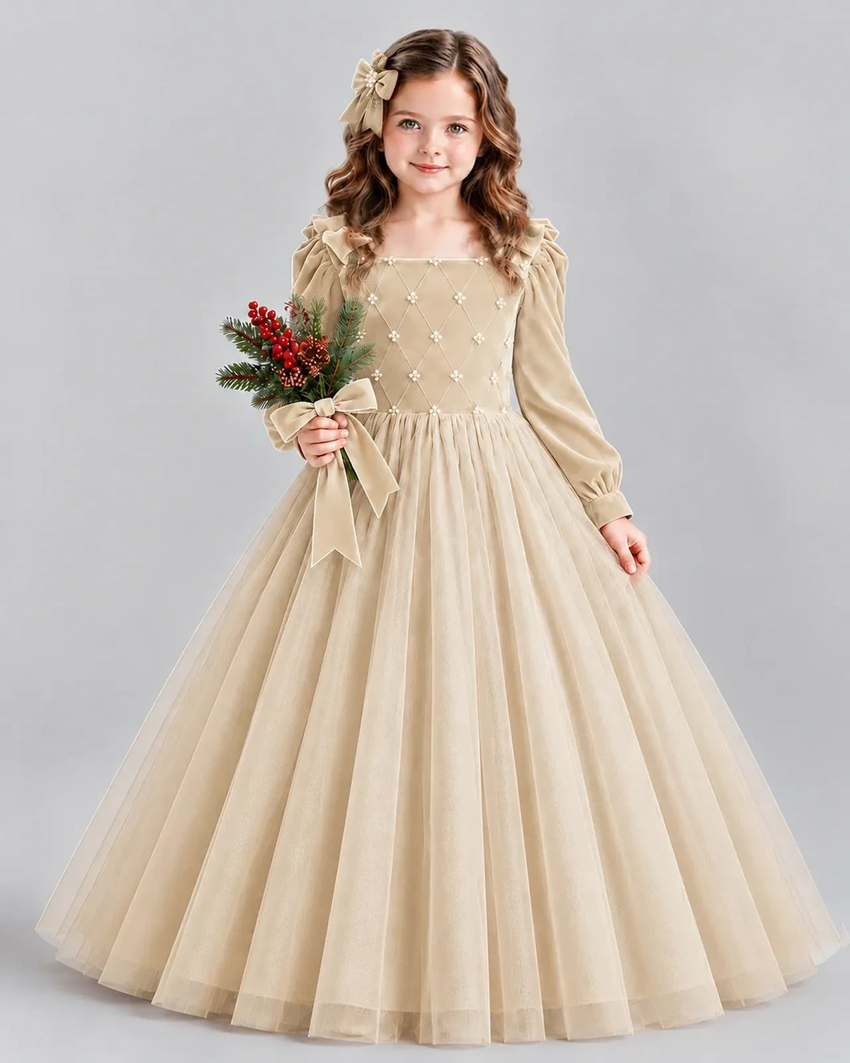 Champagne Ball Gown Girls Formal Dress Front