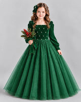 Emerald Green Ball Gown Girls Formal Dress Front