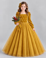 Gold Ball Gown Girls Formal Dress Front