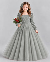 Silver Ball Gown Girls Formal Dress Front