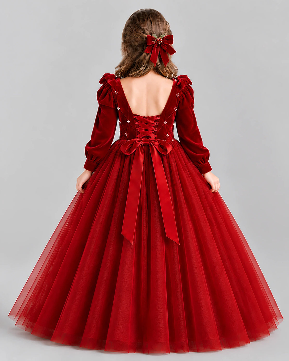 Burgundy Ball Gown Girls Formal Dress Back [Shared]