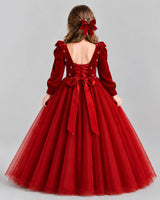 Burgundy Ball Gown Girls Formal Dress Back [Shared]