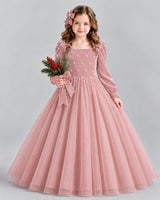 Dusty Rose Ball Gown Girls Formal Dress Front
