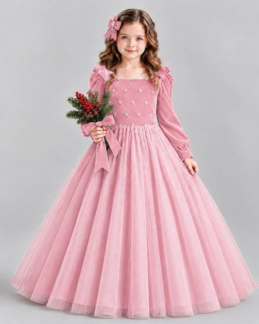 Pink Ball Gown Girls Formal Dress Front