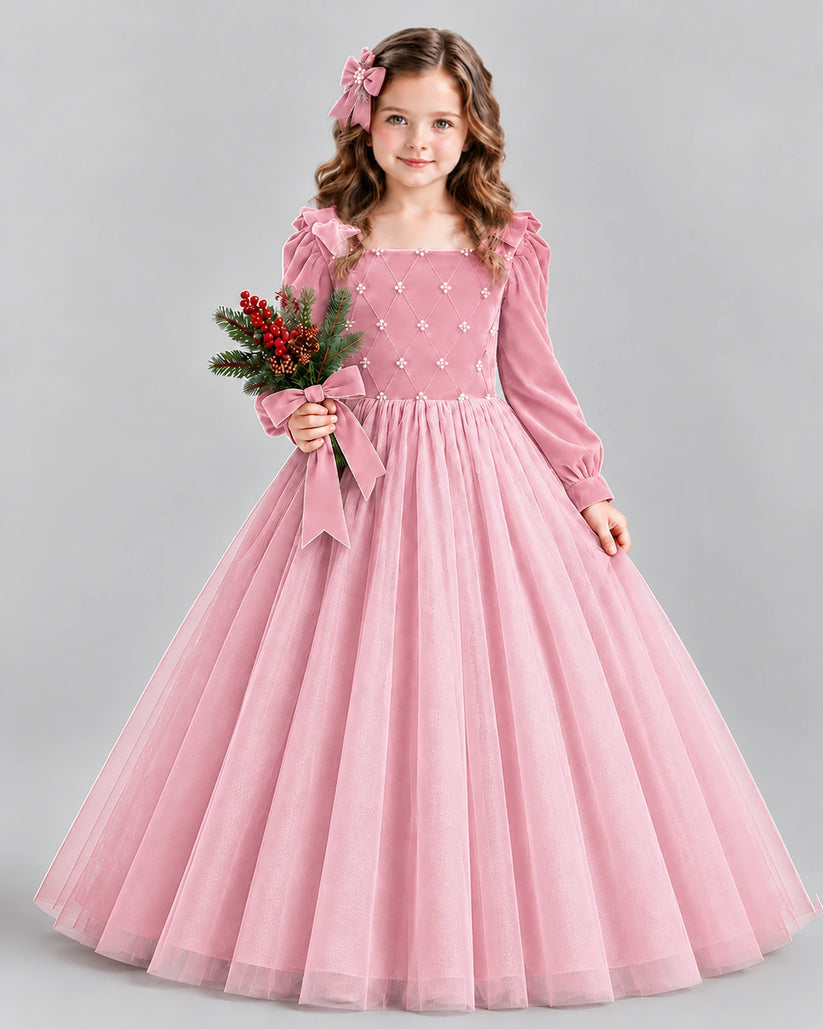Pink Ball Gown Girls Formal Dress Front