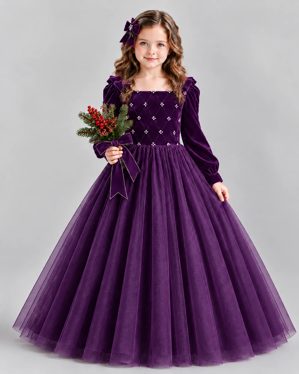 Purple Ball Gown Girls Formal Dress Front
