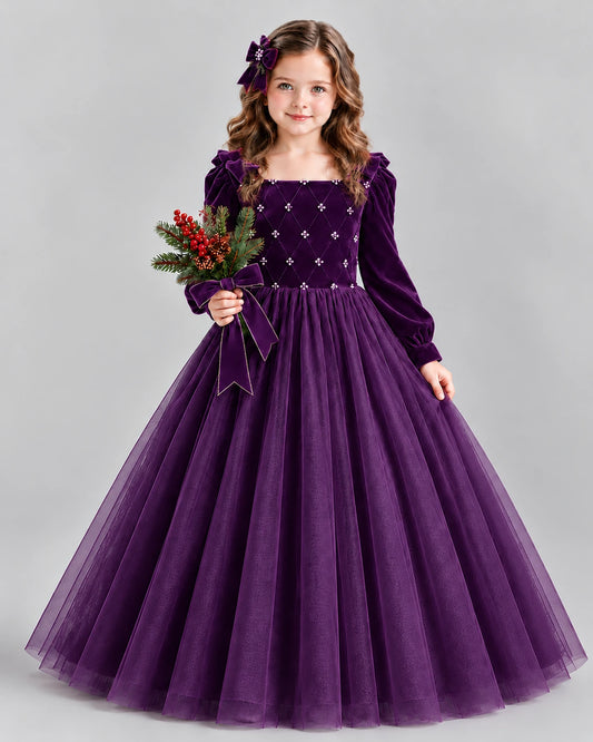 Purple Ball Gown Girls Formal Dress Front
