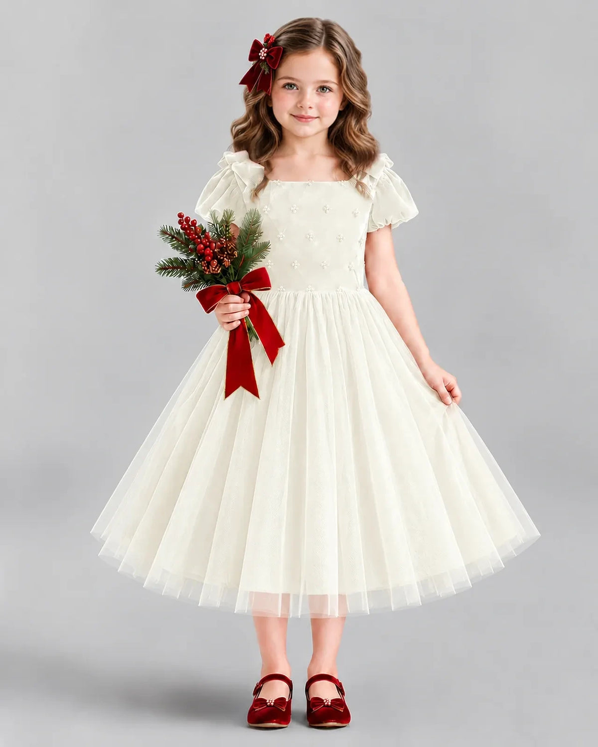 Ivory Ball Gown Girls Formal Dress Front