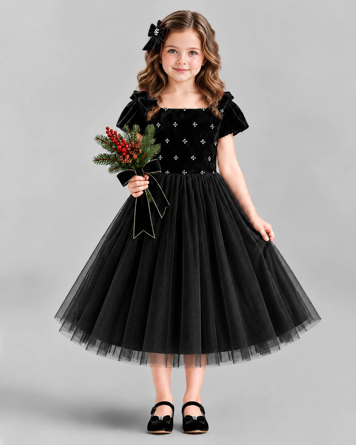 Black Ball Gown Girls Formal Dress Front