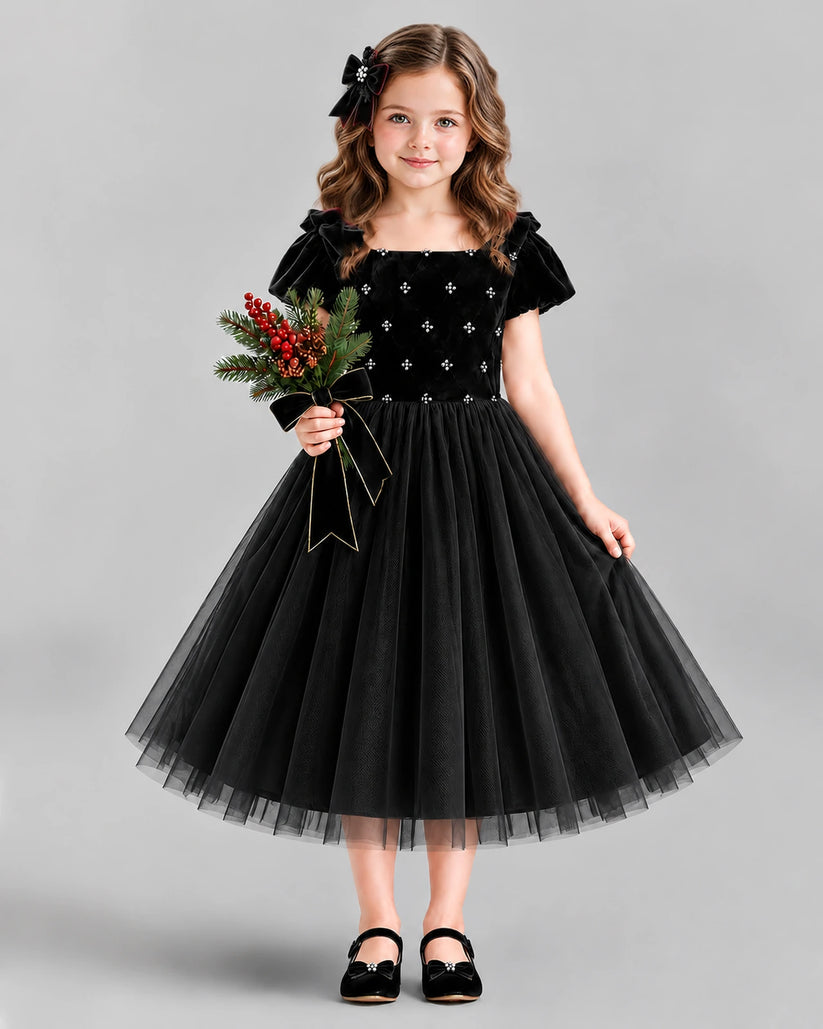 Black Ball Gown Girls Formal Dress Front