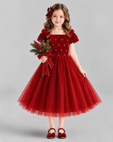 Burgundy Ball Gown Girls Formal Dress Front
