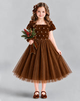 Chocolate Ball Gown Girls Formal Dress Front