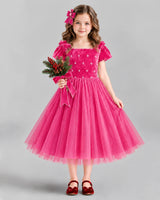 Hot Pink Ball Gown Girls Formal Dress Front