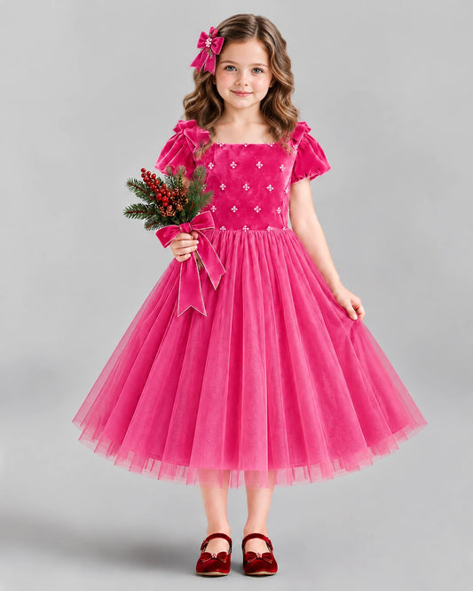 Hot Pink Ball Gown Girls Formal Dress Front