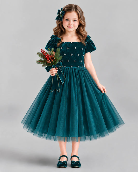 Peacock Ball Gown Girls Formal Dress Front