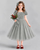 Silver Ball Gown Girls Formal Dress Front