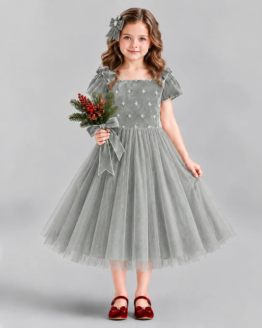 Silver Ball Gown Girls Formal Dress Front