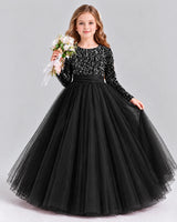Black Ball Gown Girls Formal Dress Front