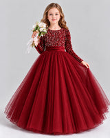 Burgundy Ball Gown Girls Formal Dress Front