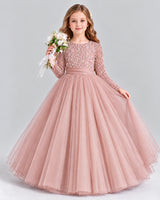 Dusty Rose Ball Gown Girls Formal Dress Front