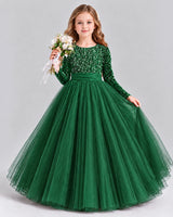 Emerald Green Ball Gown Girls Formal Dress Front