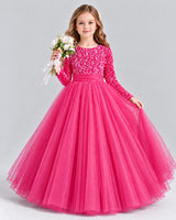 Hot Pink Ball Gown Girls Formal Dress Front