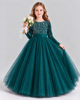 Peacock Ball Gown Girls Formal Dress Front