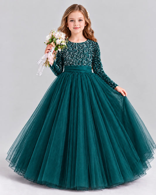 Peacock Ball Gown Girls Formal Dress Front