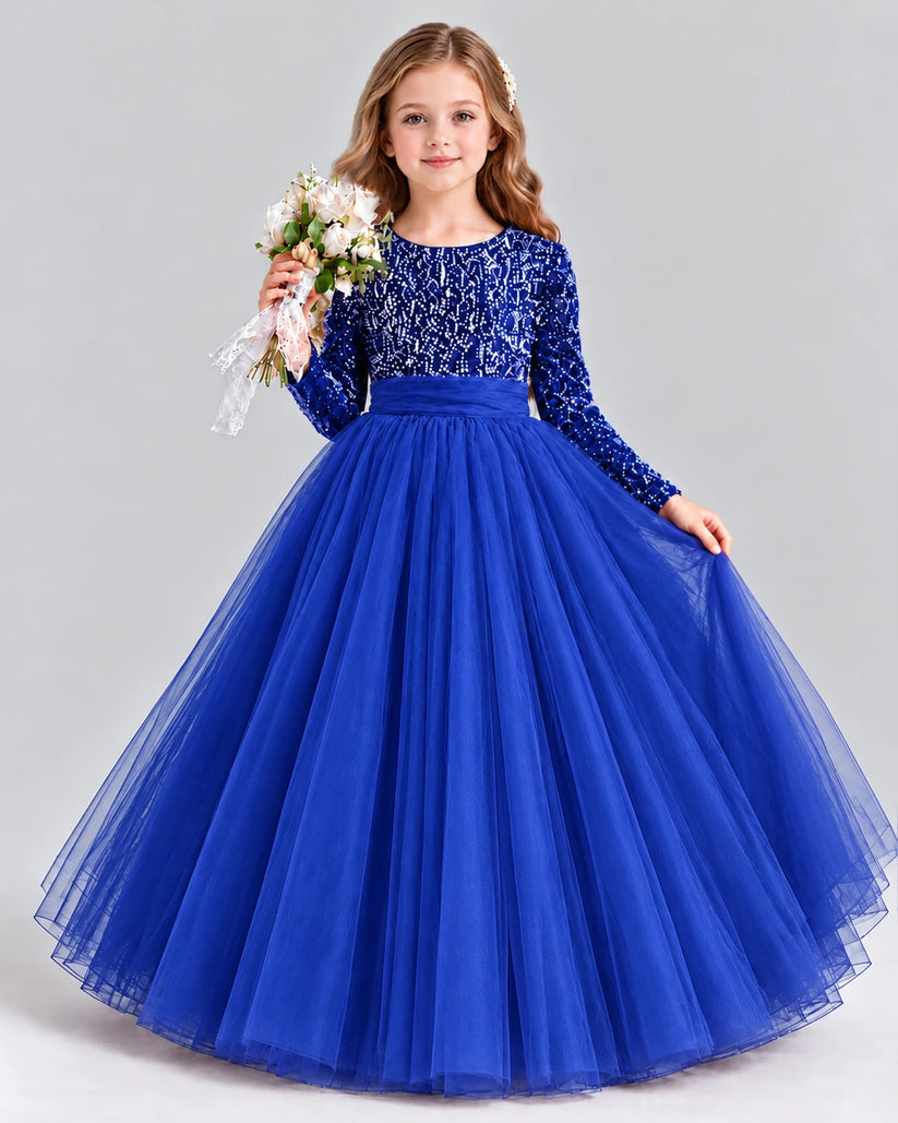 Royal Blue Ball Gown Girls Formal Dress Front