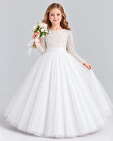 White Ball Gown Girls Formal Dress Front