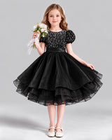 Black Ball Gown Girls Formal Dress Front