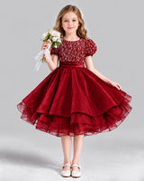 Burgundy Ball Gown Girls Formal Dress Front