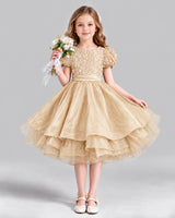 Champagne Ball Gown Girls Formal Dress Front