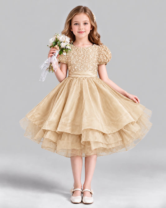 Champagne Ball Gown Girls Formal Dress Front