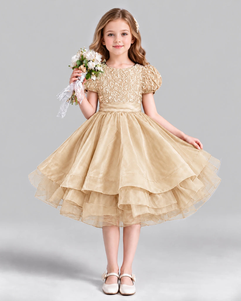 Champagne Ball Gown Girls Formal Dress Front