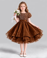 Chocolate Ball Gown Girls Formal Dress Front