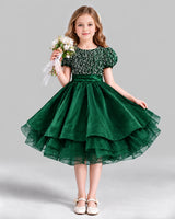 Dark Green Ball Gown Girls Formal Dress Front