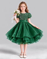 Emerald Green Ball Gown Girls Formal Dress Front